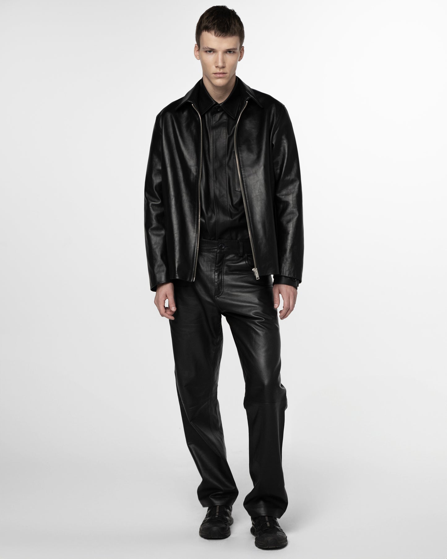 Black Leather Jacket With Zipper